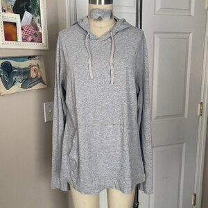 DKNY Heather Grey Hoodie Hooded drawstring tissue thin Slouchy T-Shirt *MEDIUM*